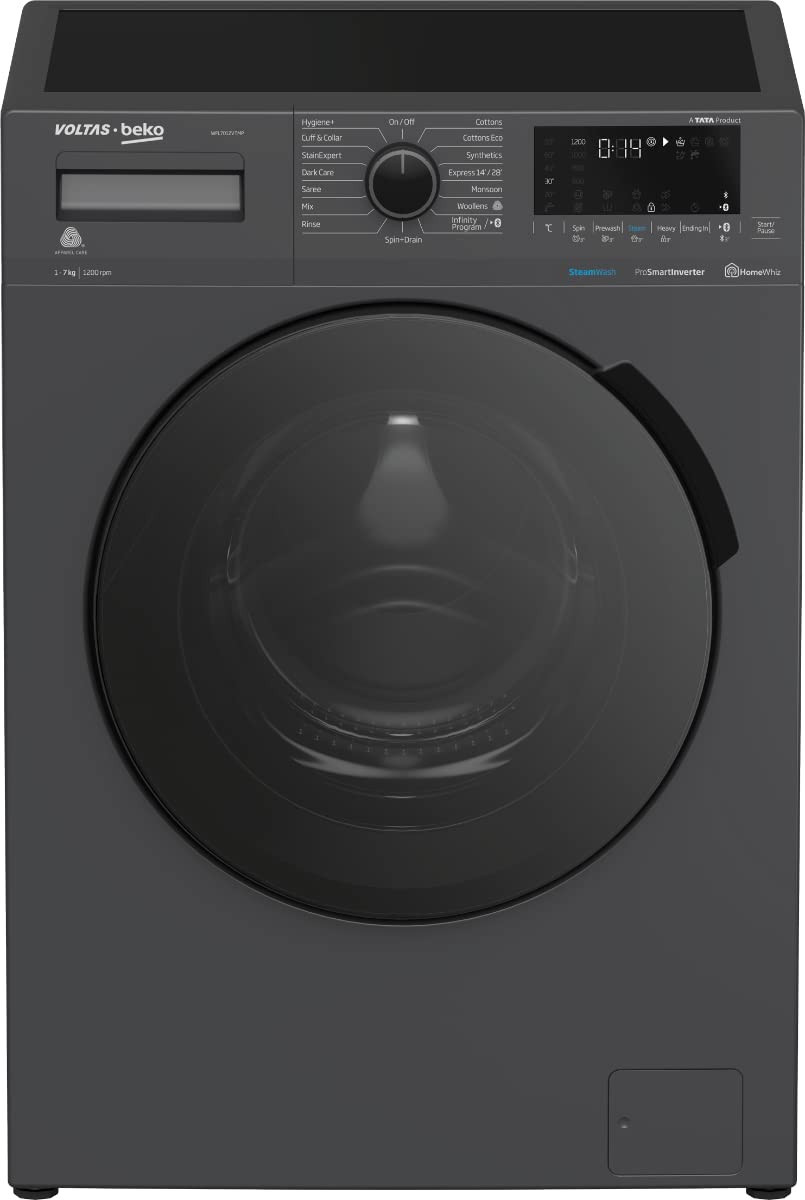 Voltas Beko 70kg 5 Star Inverter Front Load Washing Machine WFL7012VTMP Anthracite Steam WashStain Expert