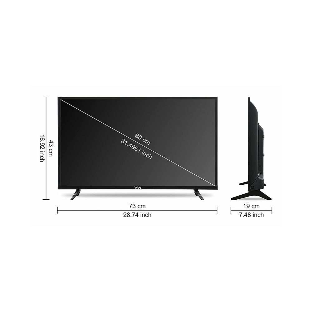 VW 80 cm (32 inches) HD Ready Smart LED TV VW32S (Black) (2021 Model)