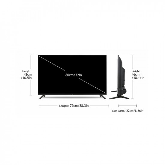 VW 80 cm 32 inches Linux Series Frameless HD Ready Smart LED TV VW32C2 Black