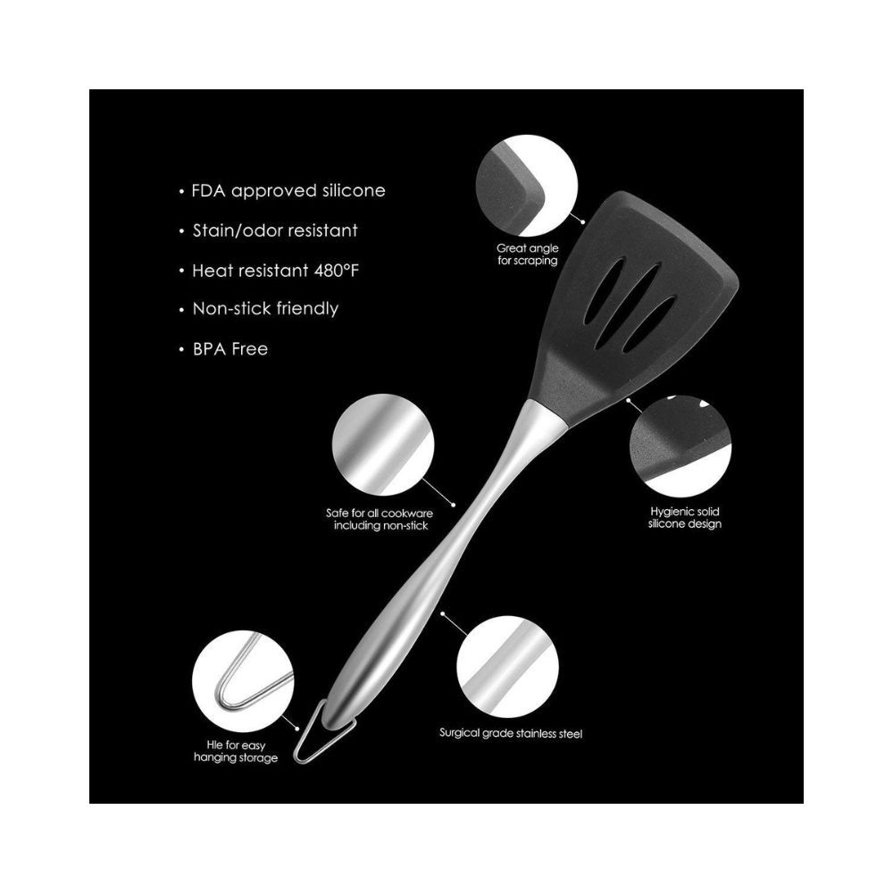 we3 Kitchen Spatula Set Multipurpose Solid Set of 2 and Slotted Spatulas
