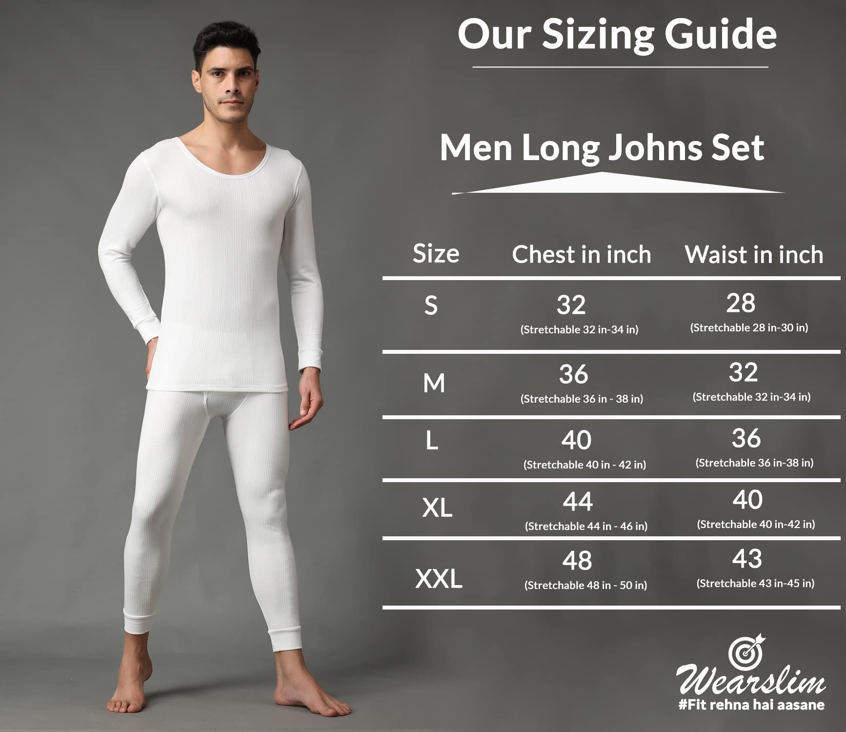 Wearslim® Men's Cotton Quilted Winter Lightweight Thermal