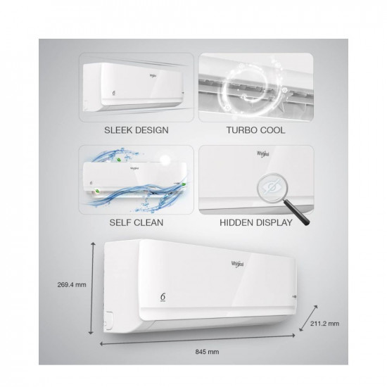 Whirlpool 1.5 Ton 3 Star, Flexicool Inverter Split AC (Copper, Convertible 4-in-1 Cooling Mode, HD Filter 2023 Model, S3K1PPO, White)