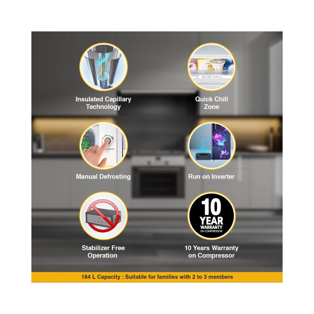 Whirlpool 184 L 2 Star Direct-Cool Single Door Refrigerator (205 WDE PRM 2S SAPPHIRE BLOOM-Z, 2023 Model)