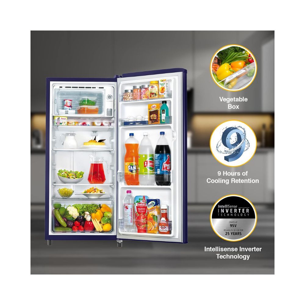 Whirlpool 184 L 3 Star Direct-Cool Single Door Refrigerator (205 WDE CLS 3S SAPPHIRE BLUE-Z, Sapphire Blue, Blue, 2023 Model)