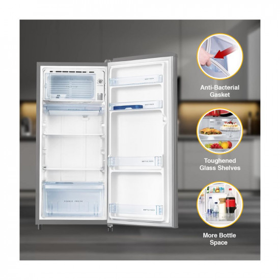 Whirlpool 184 L 4 Star Inverter Direct-Cool Single Door Refrigerator (205 WDE PRM 4S Inv MAGNUM STEEL-Z, Magnum Steel,Grey, 2023 Model)