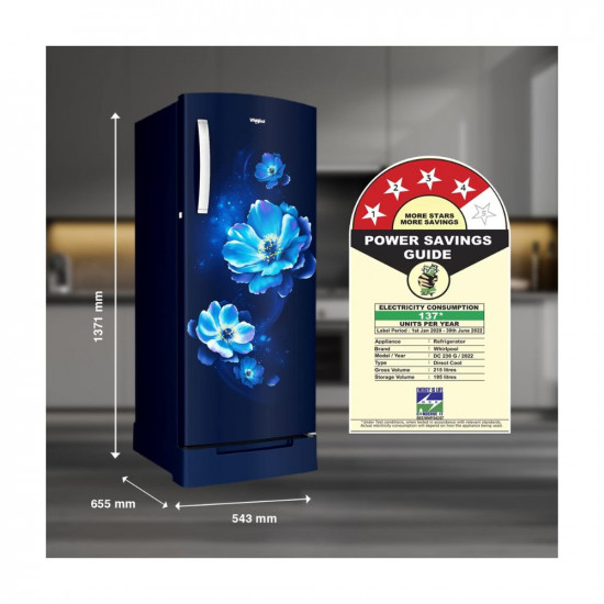 Whirlpool 192 L 4Star Direct Cool One-Door Refrigerator (IMPRO ROY INV 215 4s, SAPPHIRE ANTELIA-Z, Inverter, 2023 Model)