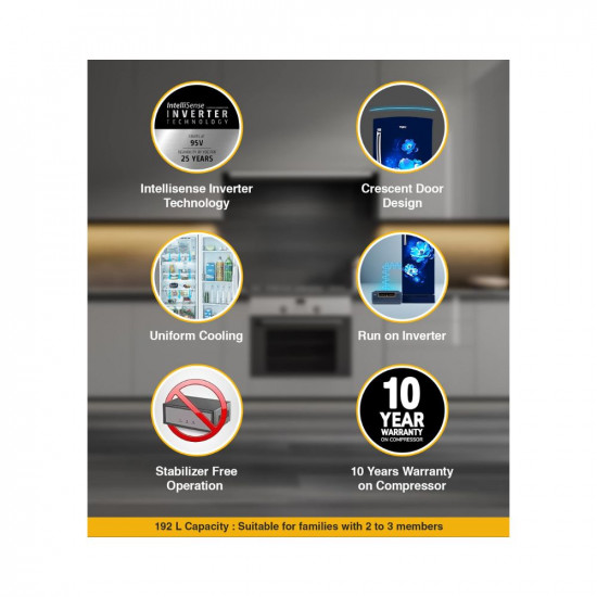 Whirlpool 192 L 4Star Direct Cool One-Door Refrigerator (IMPRO ROY INV 215 4s, SAPPHIRE ANTELIA-Z, Inverter, 2023 Model)