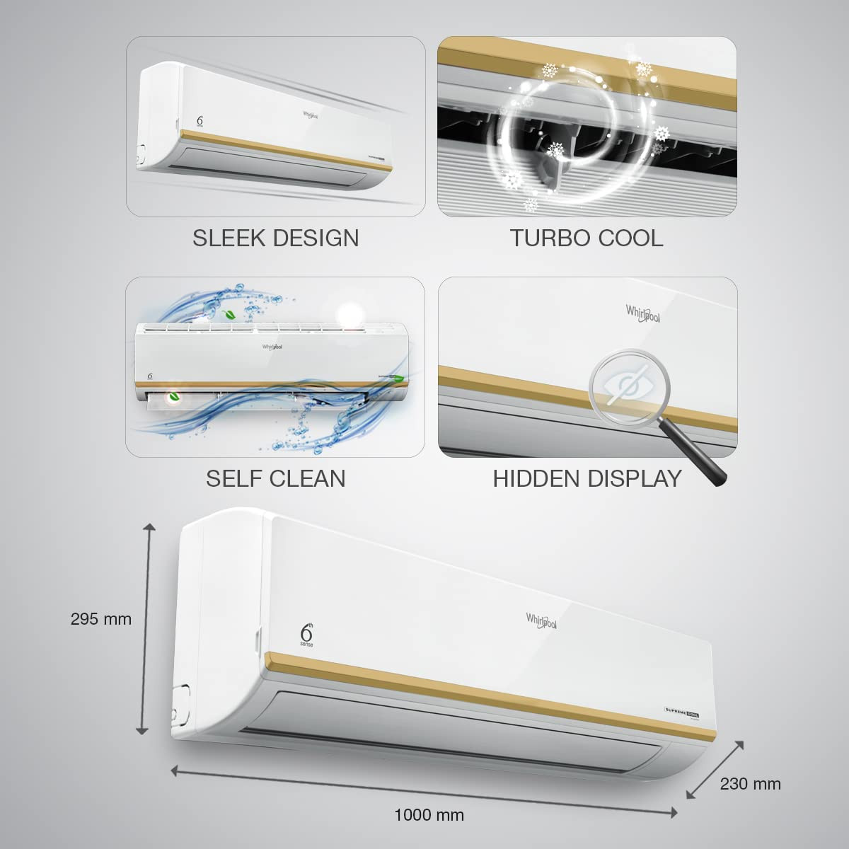 Whirlpool 20 Ton 3 Star Flexicool Inverter Split AC Copper Convertible 4-in-1 Cooling Mode HD Filter 2023 ModelSUPREMECOOL 20T 3S INV EXP S3I3AD0 White