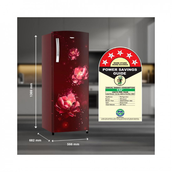 Whirlpool 207 L 5 Star Icemagic Pro Inverter Direct-Cool Single Door Refrigerator (230 IMPRO PRM 5S INV WINE ABYSS-Z, 2023 Model)
