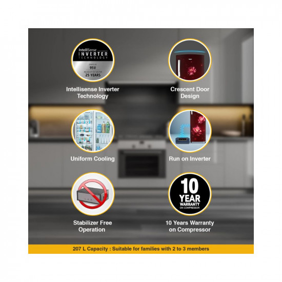 Whirlpool 207 L 5 Star Icemagic Pro Inverter Direct-Cool Single Door Refrigerator (230 IMPRO PRM 5S INV WINE ABYSS-Z, 2023 Model)