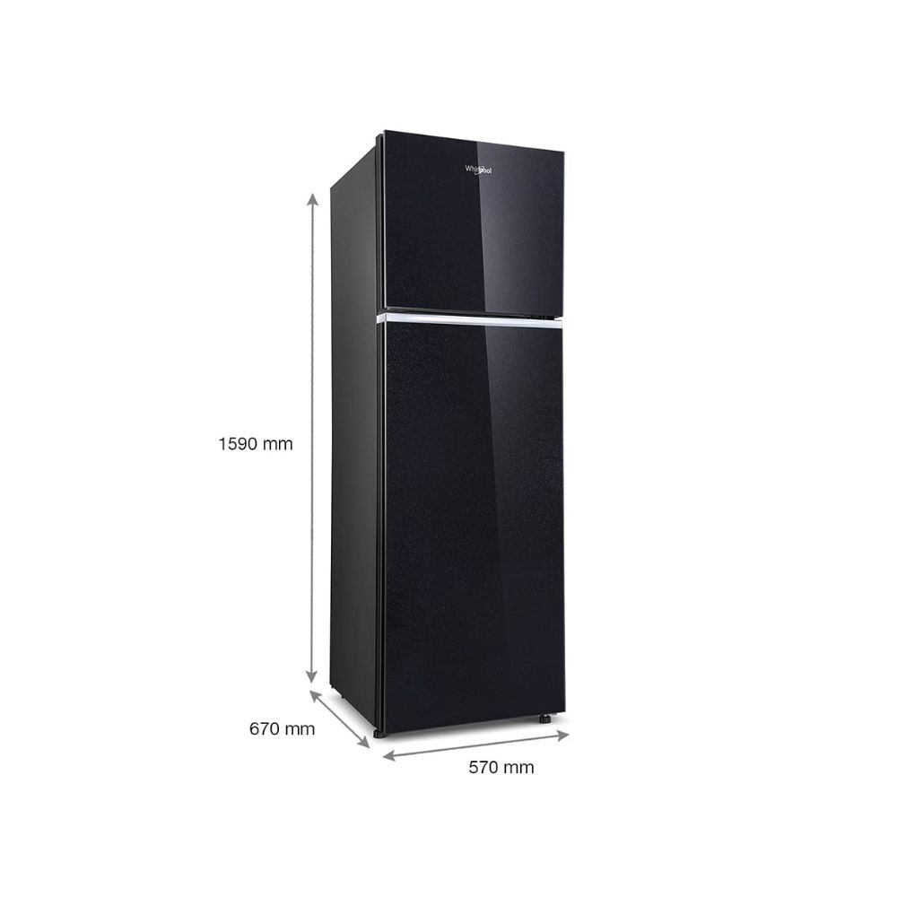Whirlpool 265 L 2 Star Frost-Free Double Door Refrigerator (NEOFRESH GD PRM 278 2S, Crystal Black, Glass Door, 2022 Model)