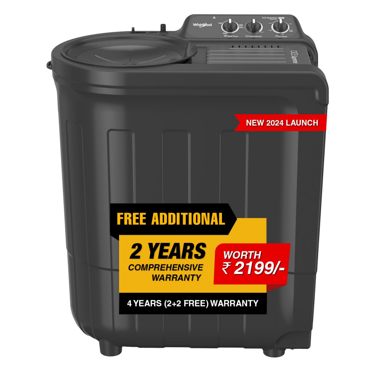 Whirlpool 70 Kg 5 Star Ace Supreme Semi-Automatic Top Loading Washing Machine ACE SUPREME RYL SRS 70 GREY DAZZLE 5YR