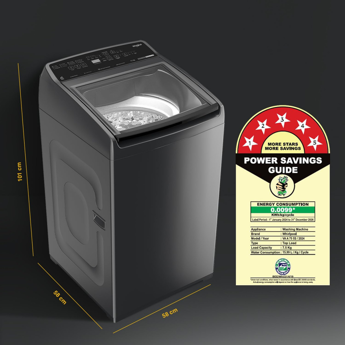 Whirlpool 75 Kg 5 Star StainWash Royal Plus Fully Automatic Top Load Washing Machine SW ROYAL PLUS 75 H GREY 10YMW with In-Built Heater