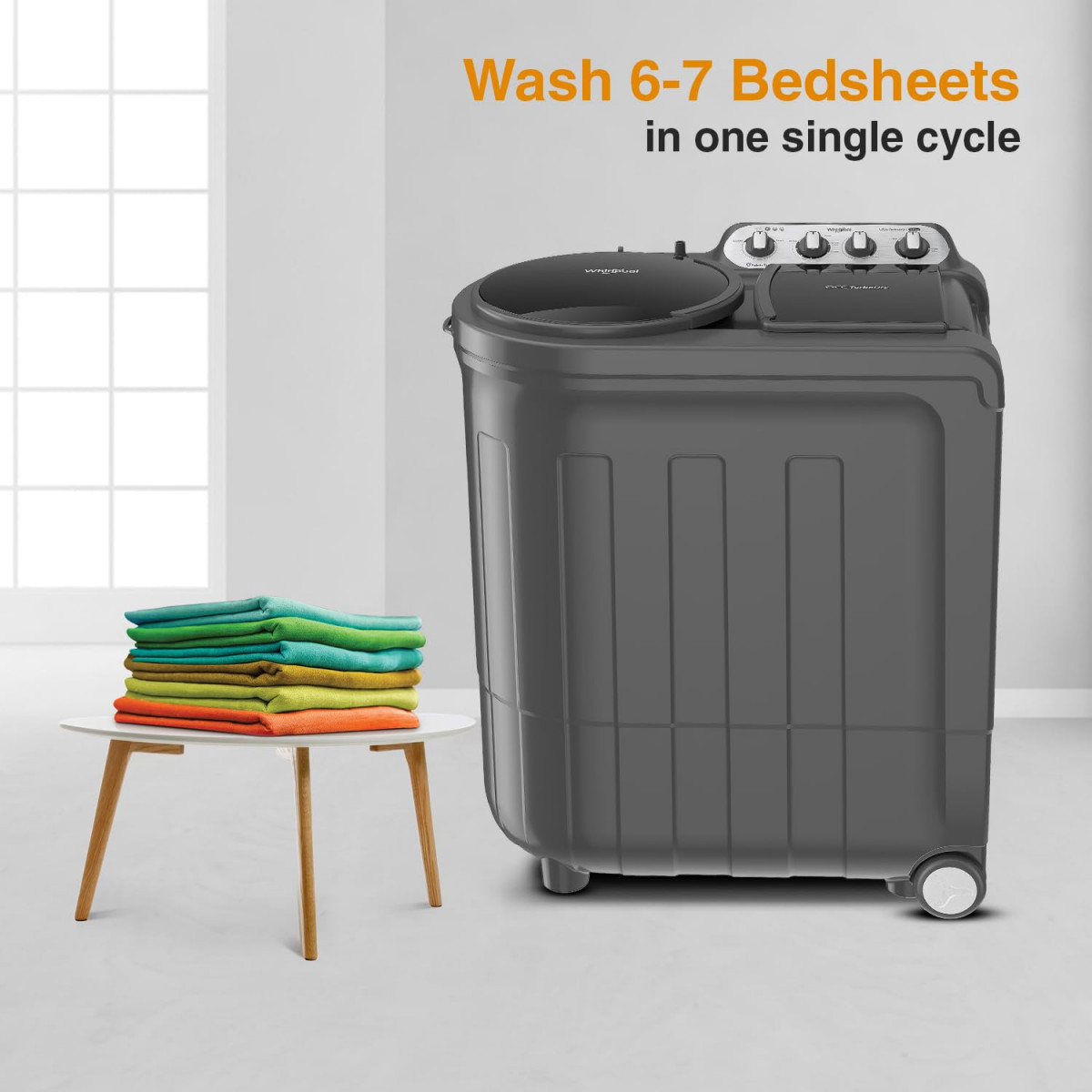 Whirlpool 8 Kg 5 Star Semi-Automatic Top Loading Washing Machine ACE 80 TRB DRY GREY DAZZLE 10 YR-NH