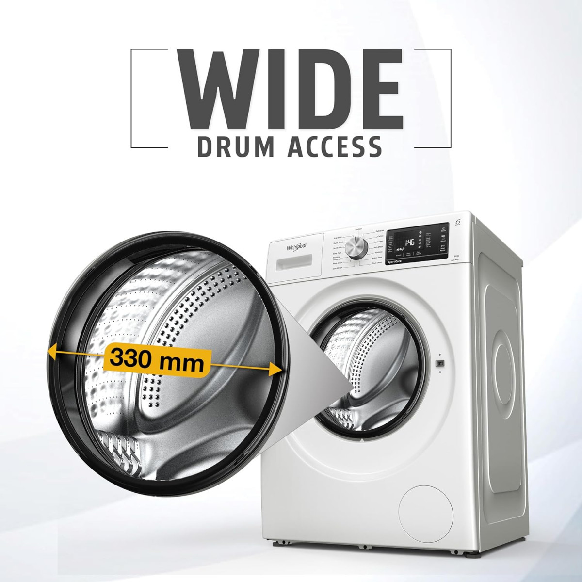 Whirlpool 8 Kg Steam Technology Inverter Front Load Washing Machine with In-Built Heater XS8014BYW52E Crystal White 100 Tough Stains 6th Sense Soft Move 2024 Model
