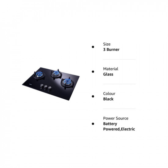 Whirlpool Hob 3 Burner Auto Ignition Gas Stove Elite Hybrid 703 MT EC Gas Hob