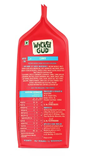 WickedGud Nourishing Curry Instant Noodles (201gm x 3) | Healthy Noodles | No Maida | No Oil | No MSG | High Protein | High Fibre | Cholesterol Free