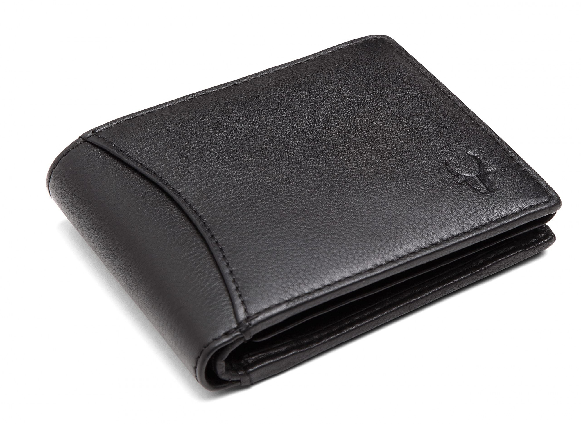WildHorn Black Leather Men's Wallet & Blue Crad Case (WH1173)