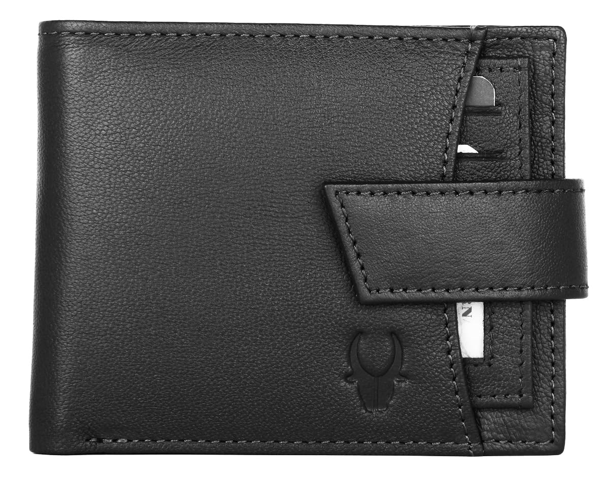 WildHorn Black Leather Wallet for Men