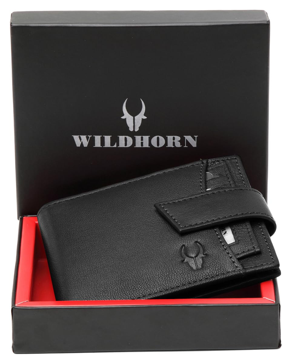 WildHorn Black Leather Wallet for Men