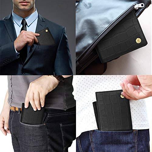 WildHorn Black Leather Wallet for Men I Ultra Strong Stitching I 6 Card Slots I 2 Currency & 2 Secret Compartments I 1 Coin Pocket