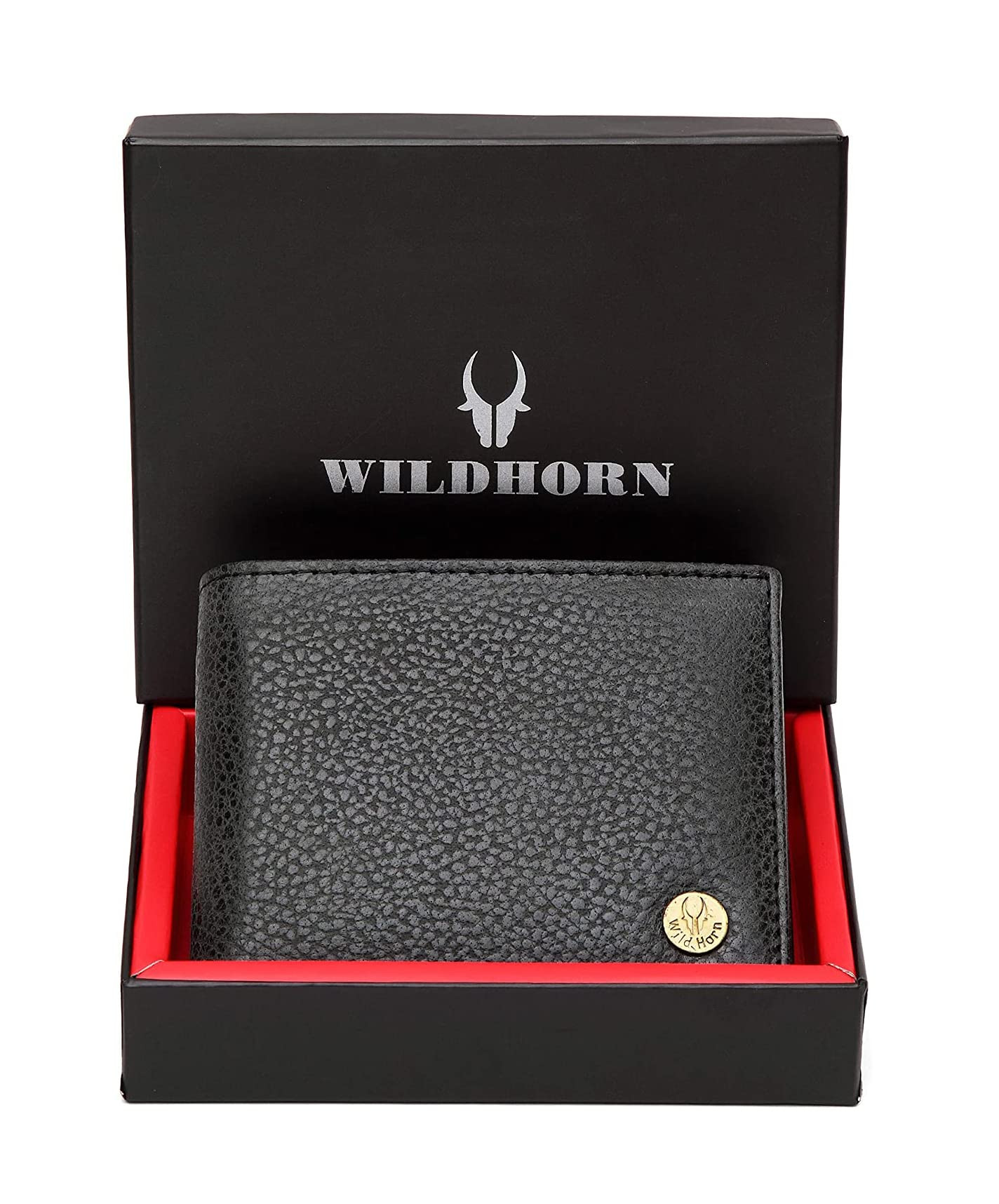 WildHorn Black Leather Wallet for Men I Ultra Strong Stitching I 6 Card Slots I 2 Currency & 2 Secret Compartments I 1 Coin Pocket