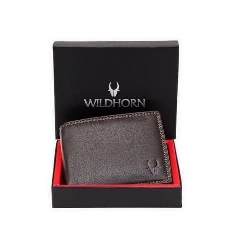 WildHorn Brown Leather Wallet for Men I 8 Credit Card Slots I 2 Currency Compartments I 1 Coin Pocket I 1 Transparent ID Window