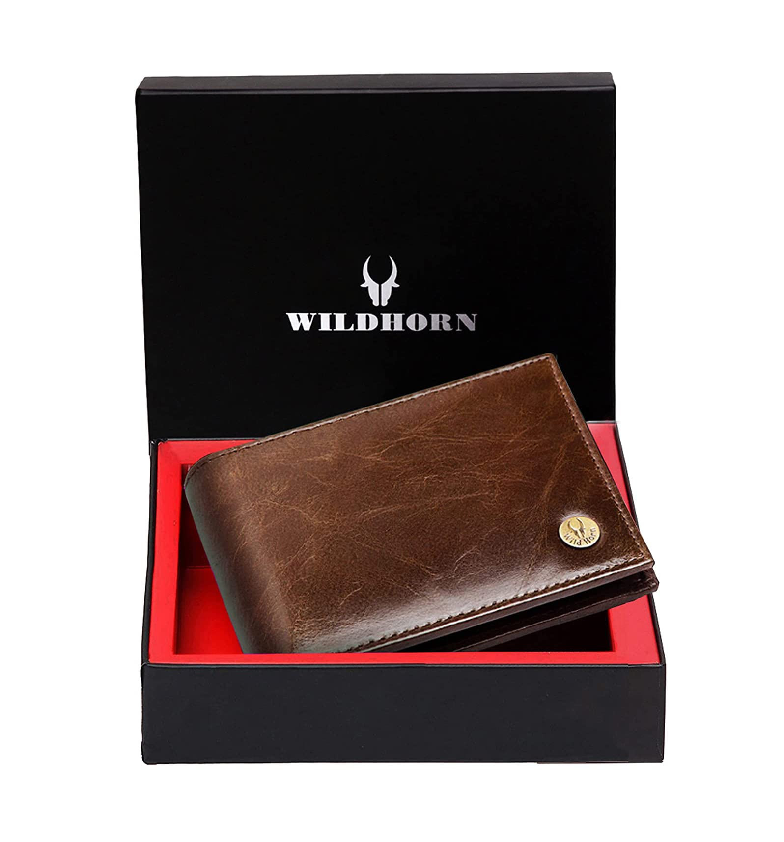 WildHorn Brown Leather Wallet for Men I Ultra Strong Stitching I 6 Card Slots I 2 Currency & 2 Secret Compartments I 1 Coin Pocket