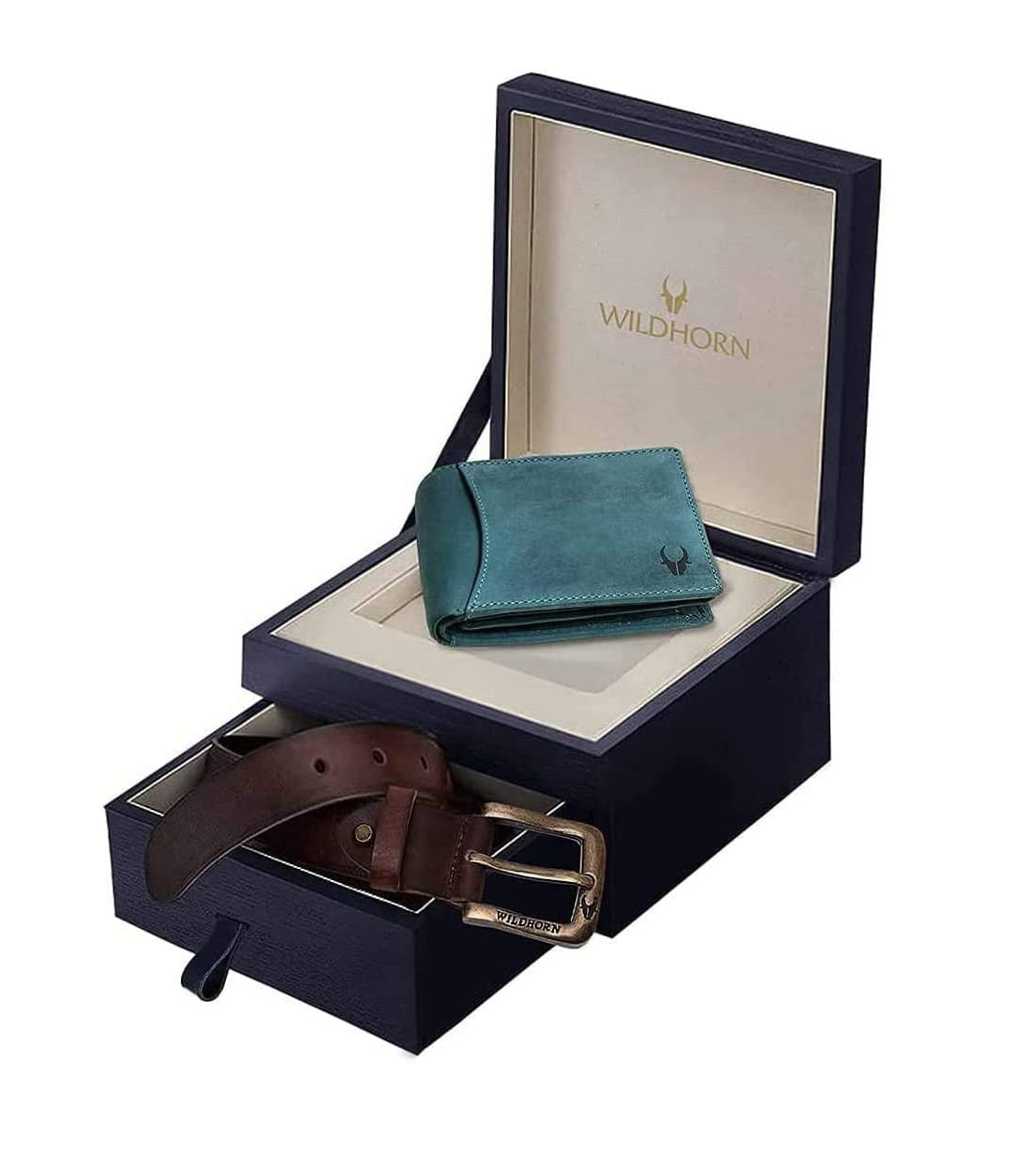 WildHorn Gift Hamper for Men I Leather Wallet & Belt Combo Gift Set I Gift for Friend, Boyfriend,Husband,Father, Son etc (Blue)