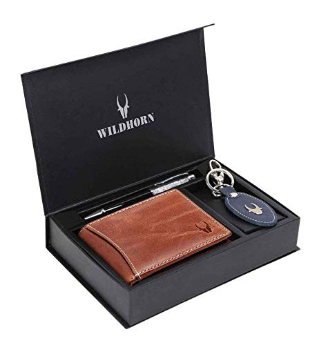 WildHorn Gift Hamper for Men I Leather Wallet, Keychain & Pen Combo Gift Set I Gift for Friend, Boyfriend,Husband,Father, Son etc