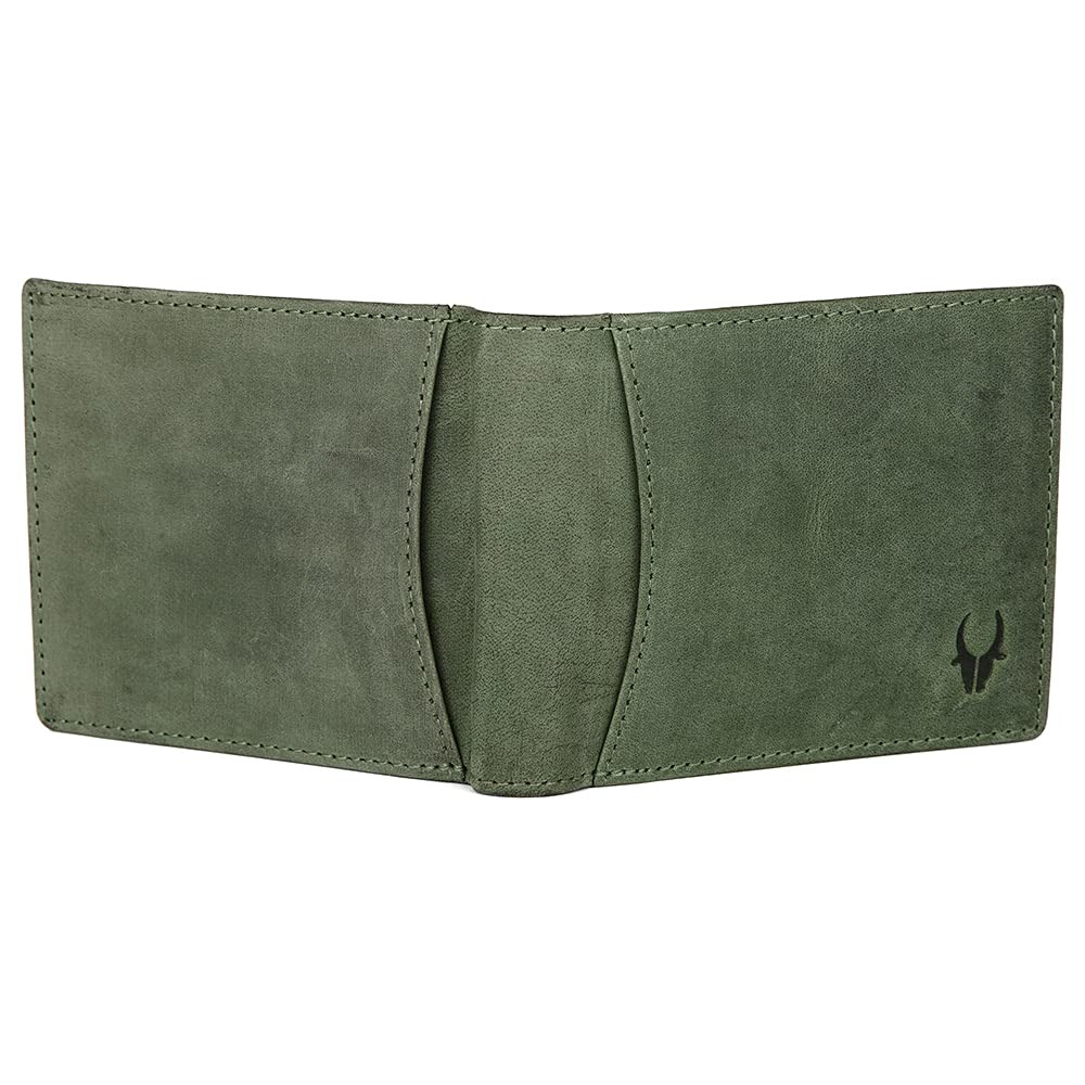 WildHorn Green Hunter Leather Men's Wallet and Blue Safiano Card Case (WH1173)