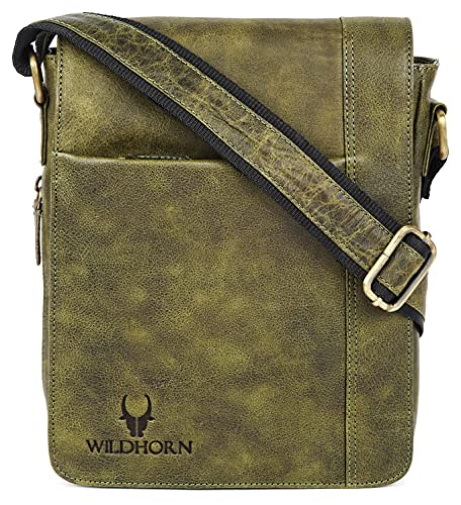 WildHorn Leather Sling Messenger Bag for Men I Multipurpose Crossbody Bag I  Travel Bag with Adjustable Strap I IDIMENSION: L- 8 inch H- 10.5 inch W-  2.75 inch