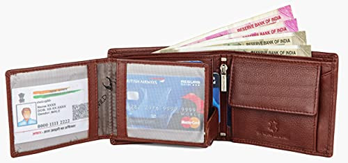 WildHorn Maroon Leather Wallet for Men I 9 Card Slots I 2 Currency & Secret Compartments I 1 Zipper & 3 ID Card Slots