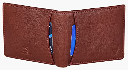 WildHorn Maroon Leather Wallet for Men I 9 Card Slots I 2 Currency & Secret Compartments I 1 Zipper & 3 ID Card Slots