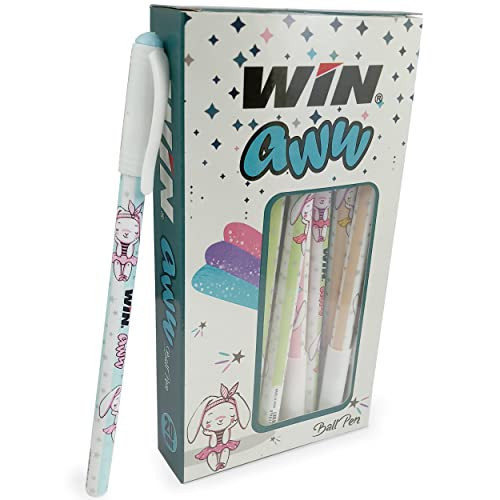WIN Aww Ball Pens Set | 60Pcs, Blue Ink | Gifts for Stylish Girls & Women | Pens for Writing | 0.7 mm Tip | Smooth Writing | Stationery Set for Students | School, Office & Business | Ball Pens,Size Pack Of 3