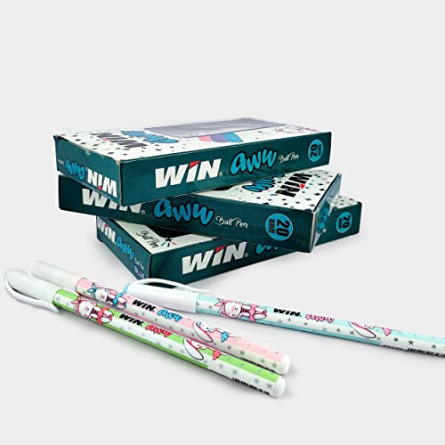 WIN Aww Ball Pens Set | 60Pcs, Blue Ink | Gifts for Stylish Girls & Women | Pens for Writing | 0.7 mm Tip | Smooth Writing | Stationery Set for Students | School, Office & Business | Ball Pens,Size Pack Of 3