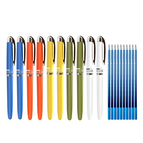 WIN Guide Ball Pens| 10 Pens and 10 refills, Blue|0.6 mm Tip for Smooth Writing|Lightweight Multicoloured Body available in 5 Colours|Refillable Pen|School,Office,Business Use|Ball Pens,Size Pack Of 1