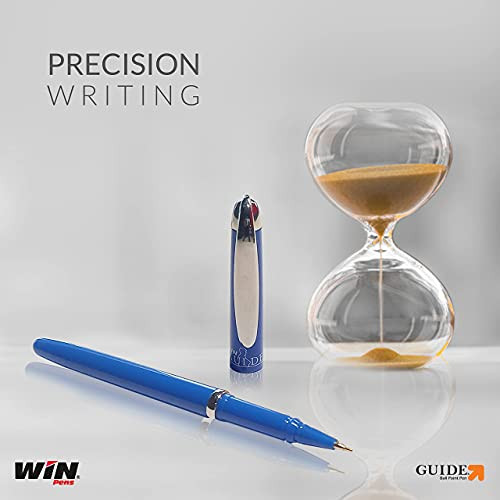 WIN Guide Ball Pens| 10 Pens and 10 refills, Blue|0.6 mm Tip for Smooth Writing|Lightweight Multicoloured Body available in 5 Colours|Refillable Pen|School,Office,Business Use|Ball Pens,Size Pack Of 1