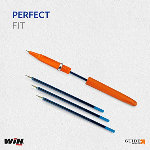 Win Guide Pens Refills, 30 Pcs, Blue | 0.6 mm Sharp Tip for Precision Writing | Smooth Flow of Ink | Smudge Free Writing Experience | Combo Pack of Blue Refills | Long Lasting Set of Refills,Size Pack Of 3