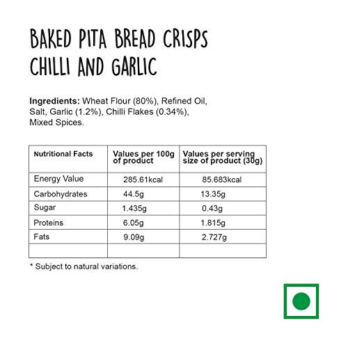 Wingreens Farms Baked Chilli Garlic Pita Bread Crisps (100g)