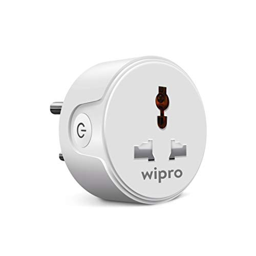 Wipro 10A smart plug with Energy monitoring- Suitable for small appliances like TVs, Electric Kettle, Mobile and Laptop Chargers (Works with Alexa and Google Assistant) (DSP1100)