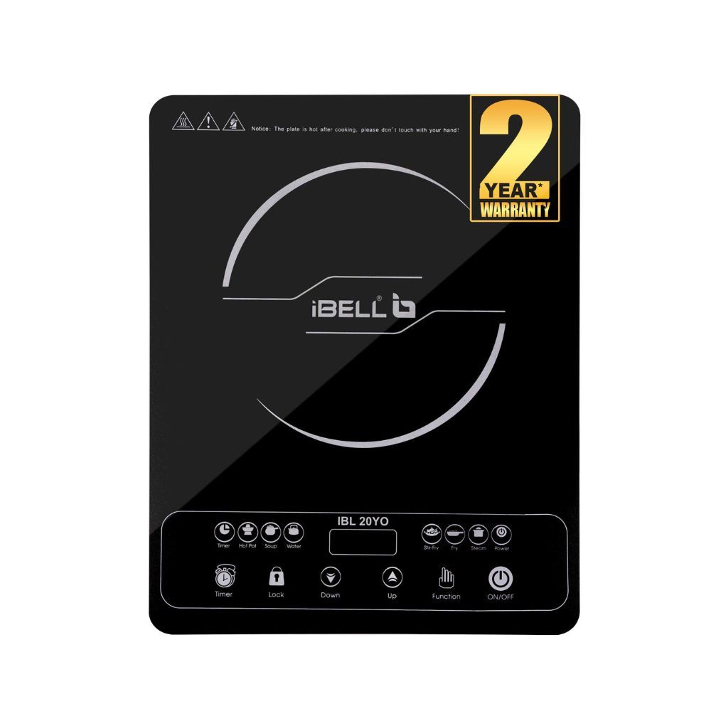 Wipro 1600 Watt Induction Cooktop with Touch Control Black with Crystal Glass Plate