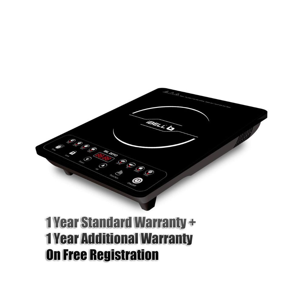 Wipro 1600 Watt Induction Cooktop with Touch Control Black with Crystal Glass Plate