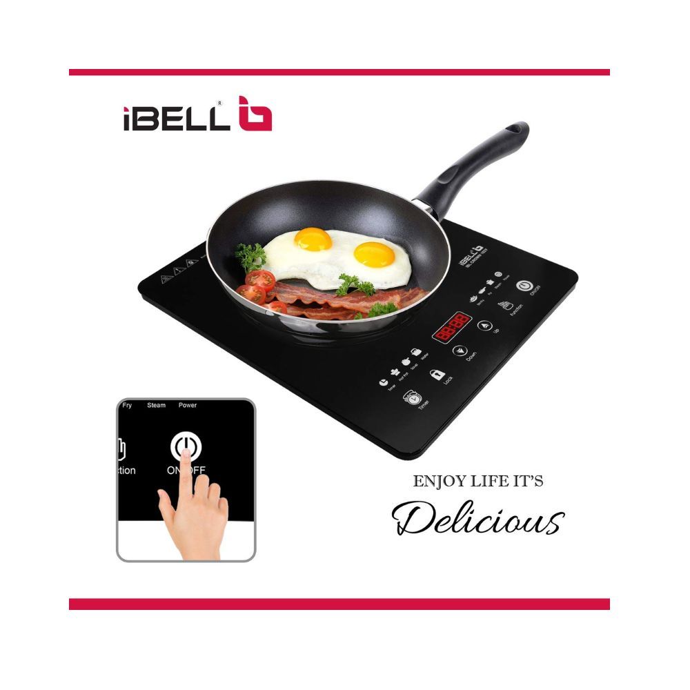 Wipro 1600 Watt Induction Cooktop with Touch Control Black with Crystal Glass Plate
