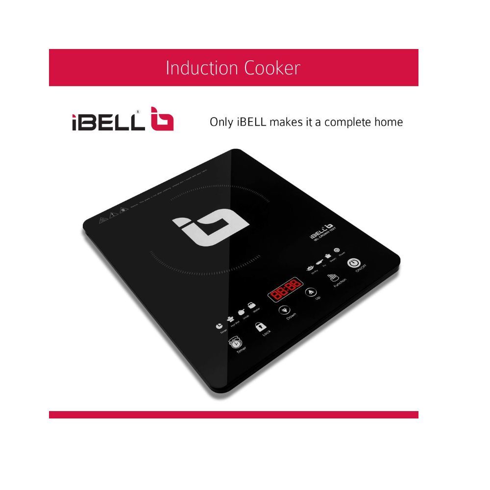 Wipro 1600 Watt Induction Cooktop with Touch Control Black with Crystal Glass Plate