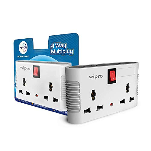 Wipro 4 Way multiplug with 2 Universal sockets [2020 Model], White (NWM0100)