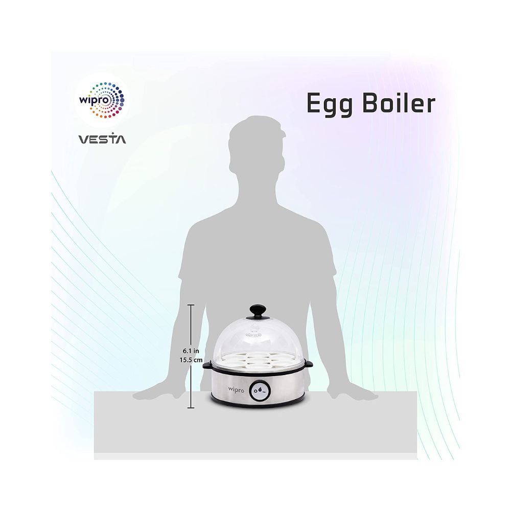 Wipro Vesta Electric Egg Boiler, 360 Watts, 3 Boiling Modes, Stainless Steel Body and Heating Plate