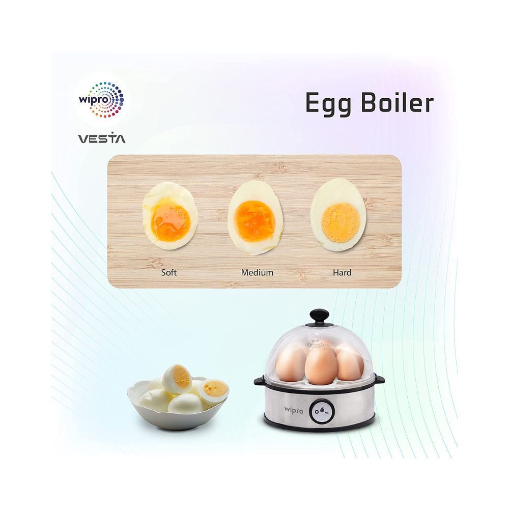 Wipro Vesta Electric Egg Boiler 360 Watts 3 Boiling Modes Stainless Steel Body and Heating Plate