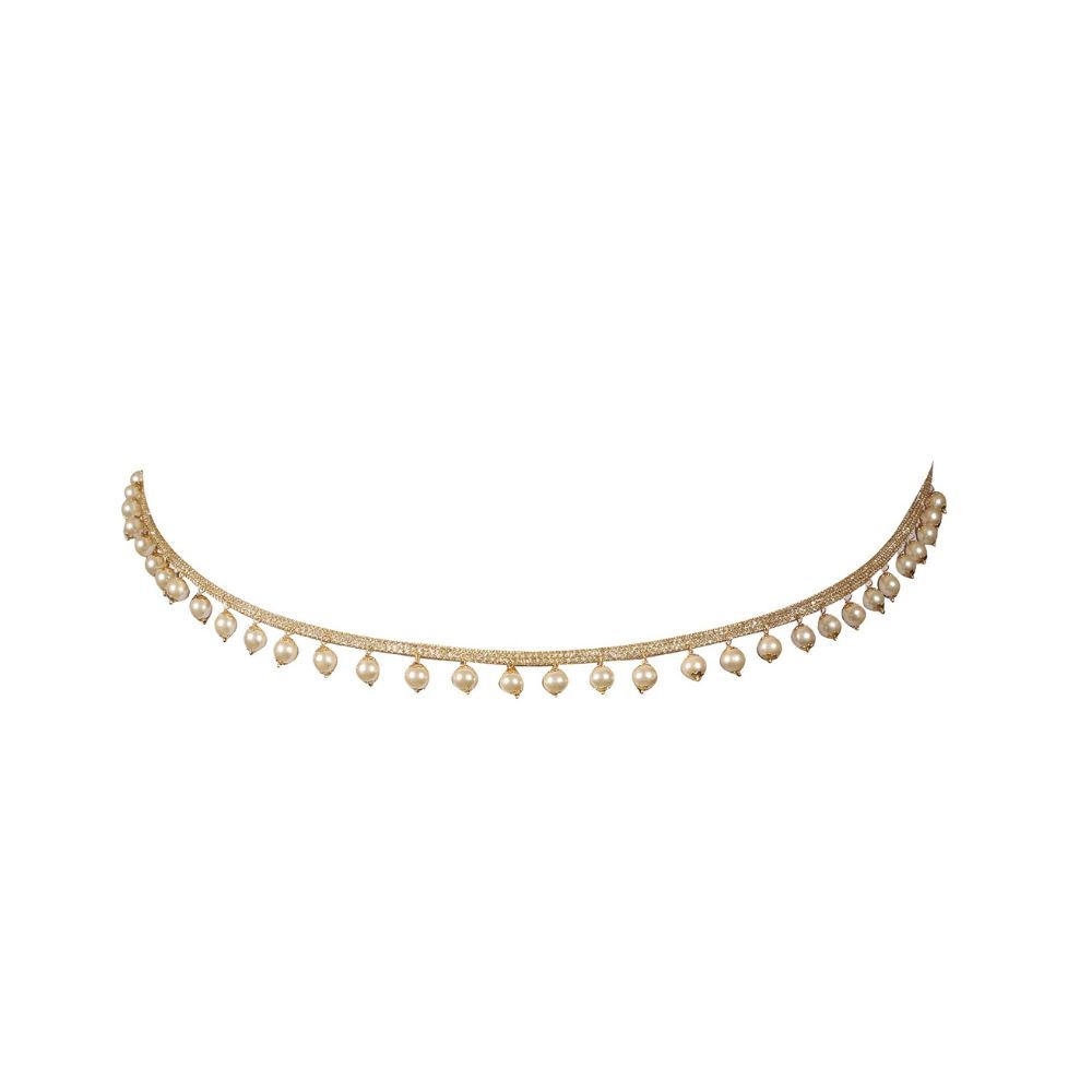 WomenSky Gold Plated Plain Chain with Pearl Waistchain