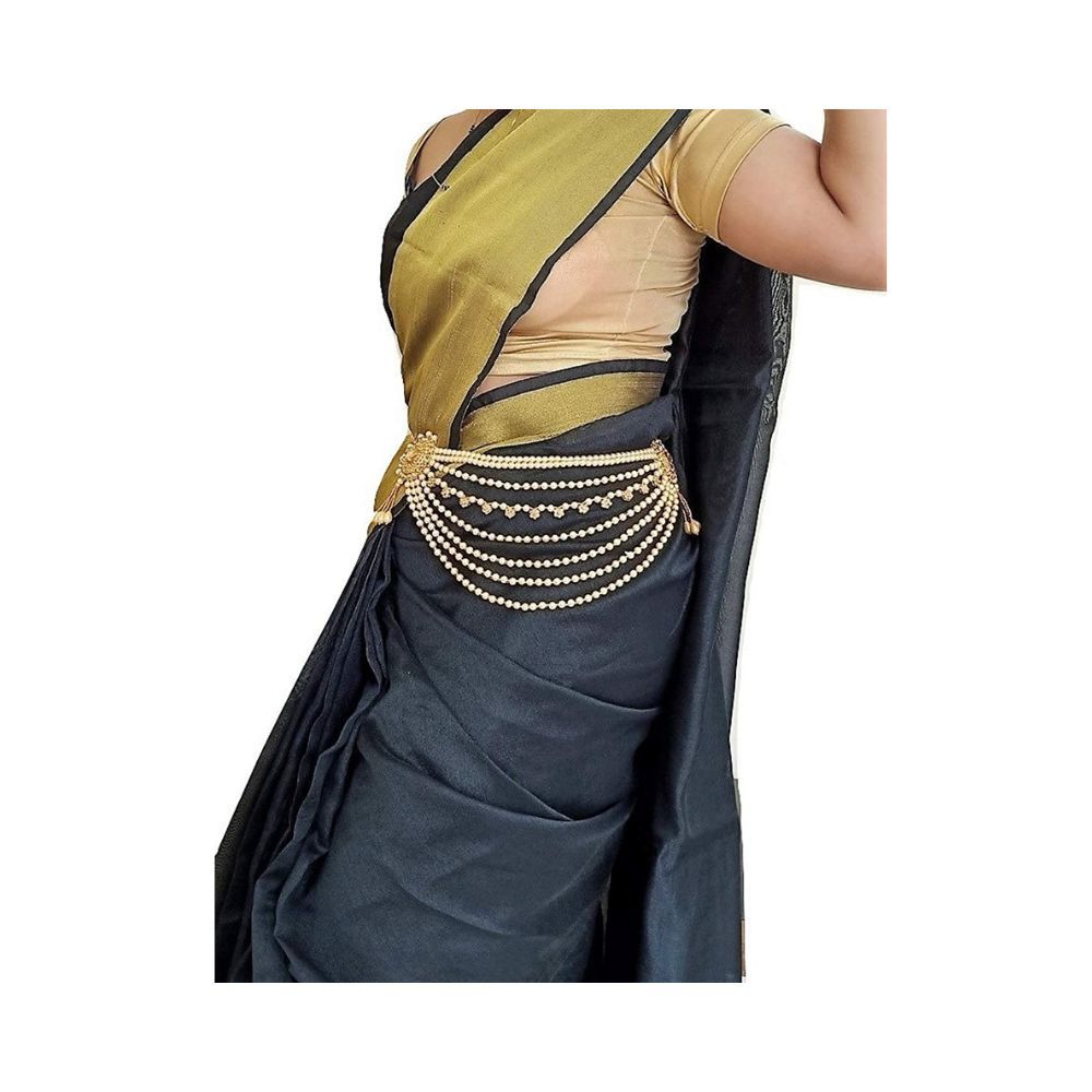 WomenSky Multi Purpose Gold Polished Pearl Adjustable Kamarband